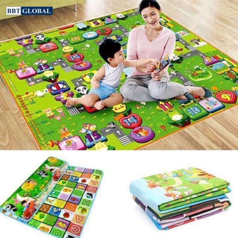 [FREESHIP] Thảm Xốp Cao Cấp Maboshi Loại 2 Mặt 1.8x2m, Thảm Cho Bé Chơi Và Học.