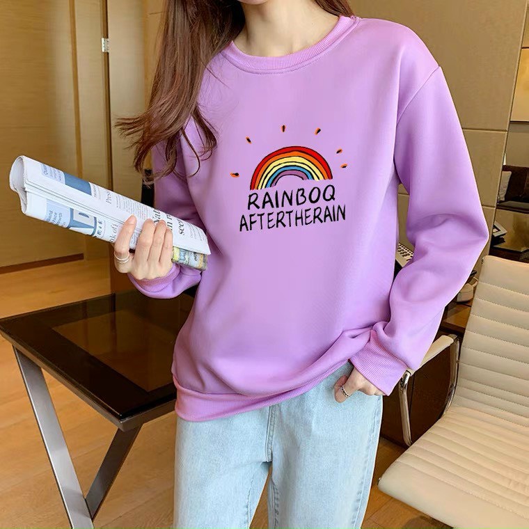 ÁO SWEATER NỈ UNISEX NỮ IN CẦU VÒNG CỰC ĐẸP