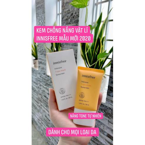 Kem Chống Nắng Innisfree Triple Shield Màu Vàng - Lâu Trôi, Kiềm Dầu, Điều Chỉnh Tông Da