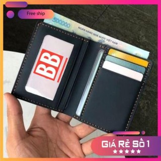 Hh77 ví nam nữ mini kiểu đứng da bò thật nhỏ gọn thời trang đựng tiền và thẻ tiện lợi bb07