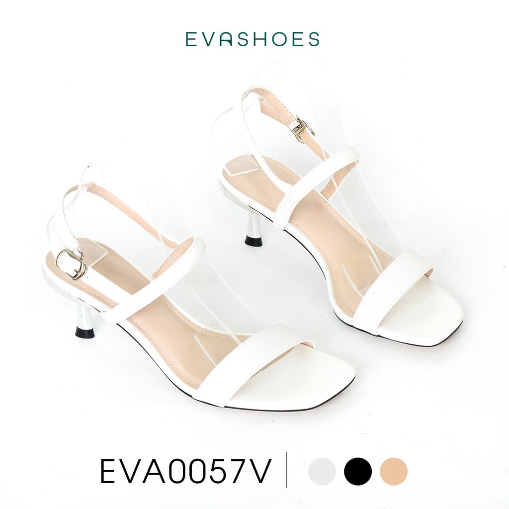 Dép Sandal Cao Gót Nữ Mũi Vuông Quai Ngang 5cm Evashoes - EVA0057V