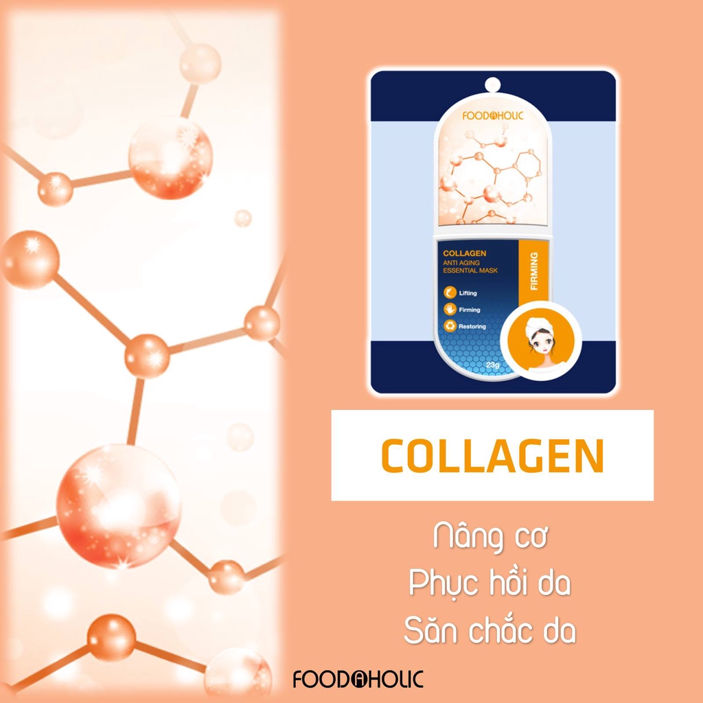 Mặt nạ Collagen giảm nếp nhăn, căng bóng da Foodaholic COLLAGEN Anti Aging Essential Mask 23g | WebRaoVat - webraovat.net.vn