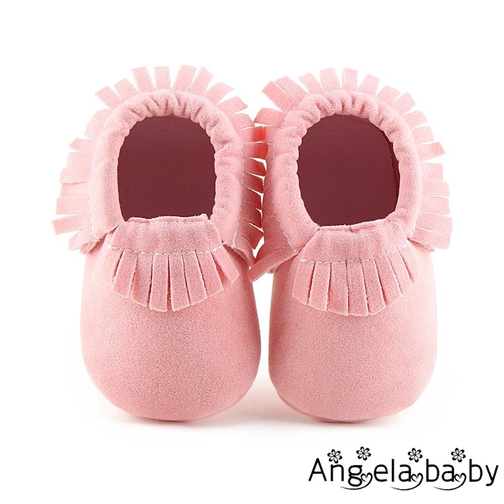 IAA-Baby Kids Fringe Soft Sole Moccasin Boys Girls Toddler Suede Leather Crib