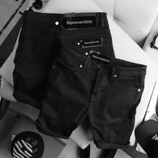 Quần short jean nam màu đen bigsize