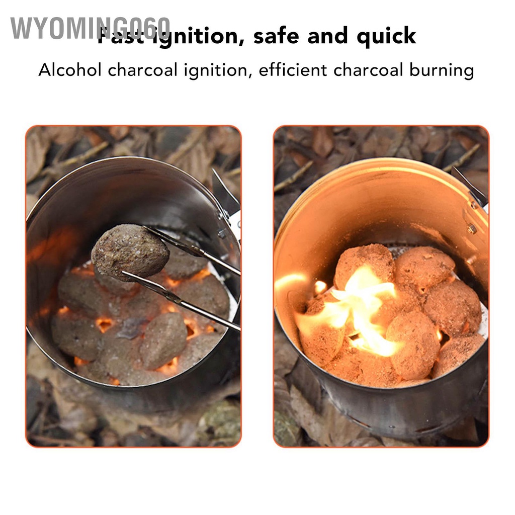 [Hàng Sẵn] Nướng ống khói Starter Di động than tròn có thể bật lửa với bộ kích hoạt nhả nhanh cho tiệc nướng cắm trại ngoài trời【Wyoming060】