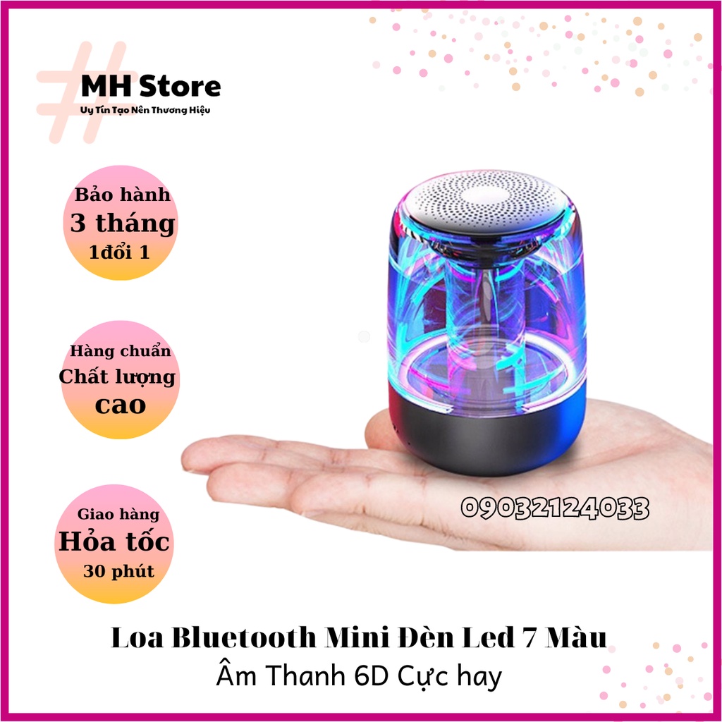 Loa Bluetooth Mini Led 7 Màu Trong Suốt Yayusi C7, Âm Hay Bass Cực Đỉnh Pin 600mAh, Bảo Hành 1 Đôi 1 (MH Store)
