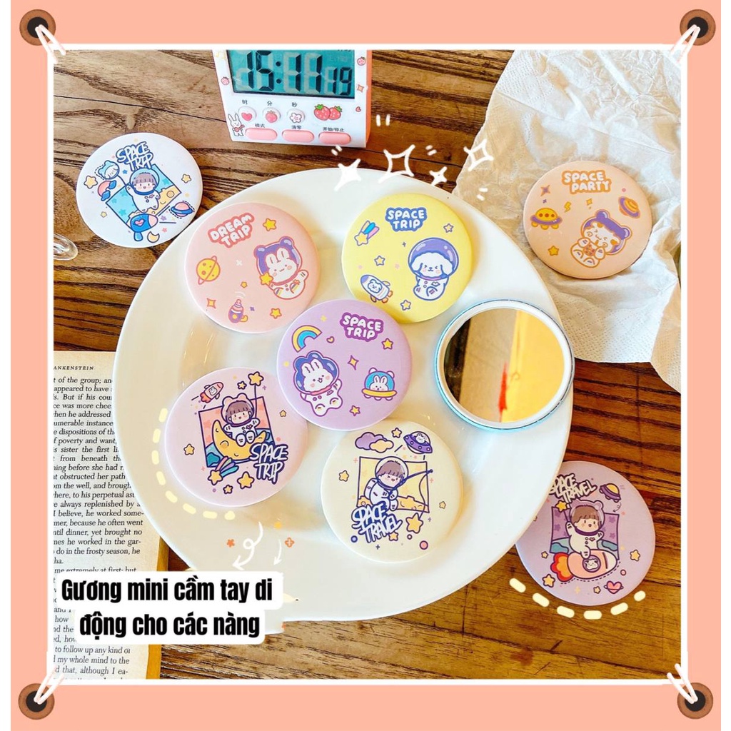 Gương Mini Cầm Tay Đáng Yêu ARIA DECOR, Gương tròn bỏ túi tiện dụng