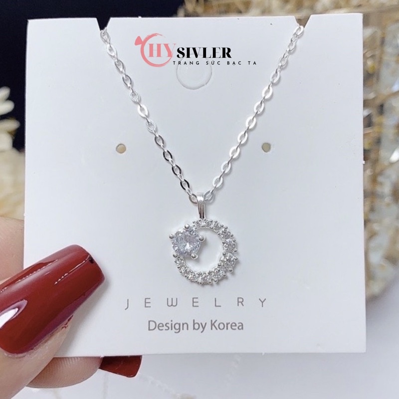 Dây chuyền bạc ta trăng ôm đá nhật nguyệt đính đá nữ tính dây chuyền nữ bạc thật gias rẻ CHY SILVER
