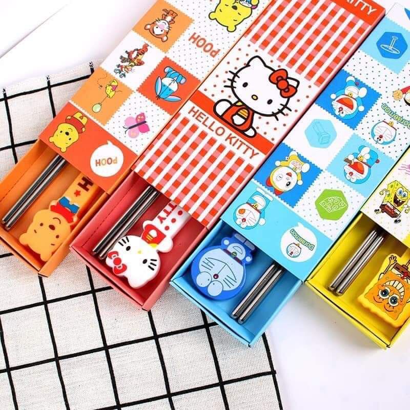 Bộ thìa đũa inox không rỉ thiết kế tinh xảo,đẹp mắt đáng yêu cho bé