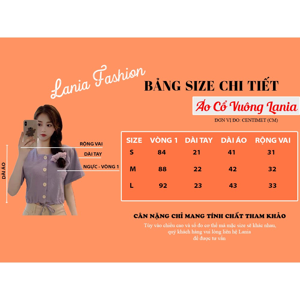 Áo croptop cổ vuông LaNa có dây buộc eo, Áo kiểu tay ngắn kiểu sơ mi Phong cách ulzzang Hàn Quốc C51 | BigBuy360 - bigbuy360.vn