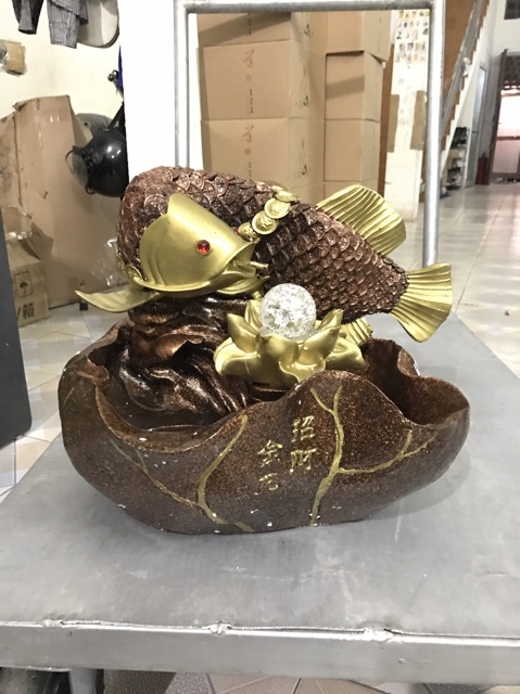 Thác nước cá chép hoá Rồng đế vương 40x32x30cm
