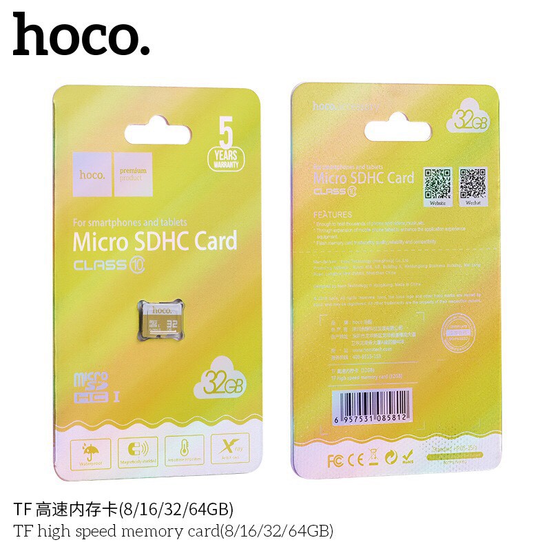 Thẻ Nhớ MICRO SDHC 32GB Hoco Class 10 90MB/S Chống Nước chính hãng