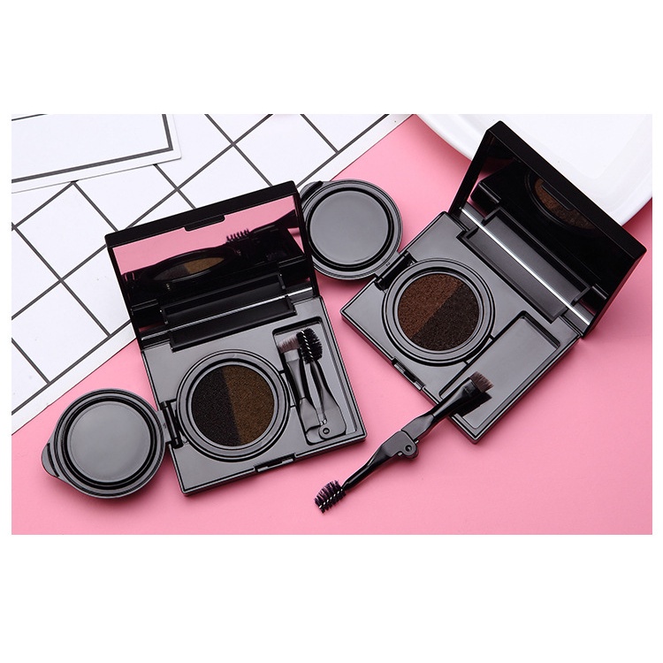 Cushion kẻ lông mày Gecomo 4 trong 1, bột, phấn kẻ chân mày Gecomo 2 tone màu chống thấm nước và mồ hôi