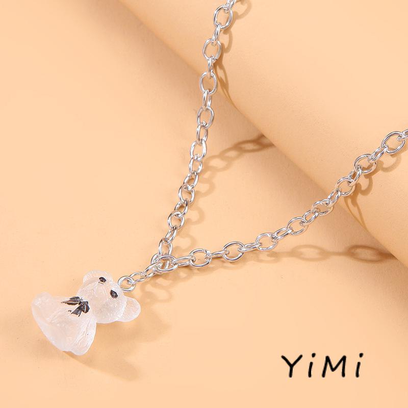 Vòng cổ mặt gấu hoạt hình bằng nhựa trong suốt cho nữ