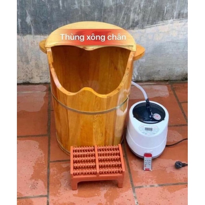 Thùng xông chân kết hợp bằng gỗ thông kích thước cao 55cm đường kính miệng 42cm