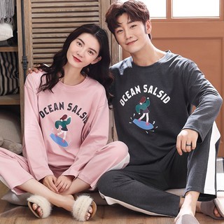 [ Hàng có sẵn ] Đồ đôi nam nữ dài tay - Đồ bộ mặc nhà Hàn Quốc