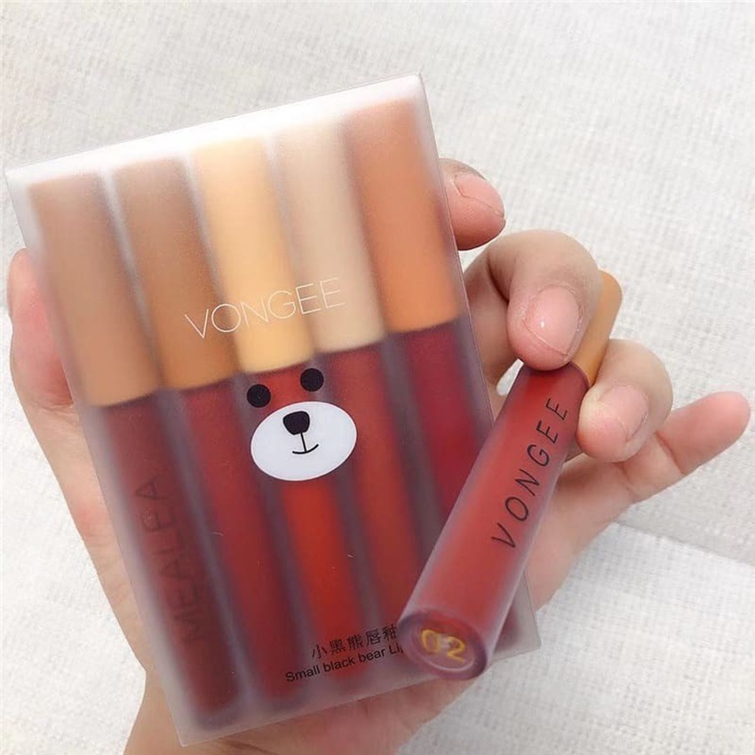 Set son môi kem lì 5 cây VONGEE thiết kế độc lạ cực đẹp. Son tint siêu mềm, siêu lì, màu hot trend - Son nội địa Trung