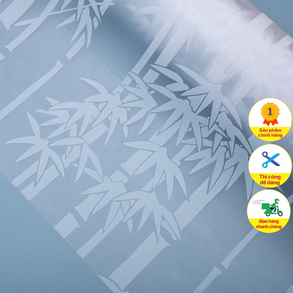 Mẫu Cây Trúc Trắng A0 - Giấy Dán Kính Hoa Văn Trang Trí Nhà Ở, Nhà Tắm Có Sẵn Keo, Khổ Rộng 90cm