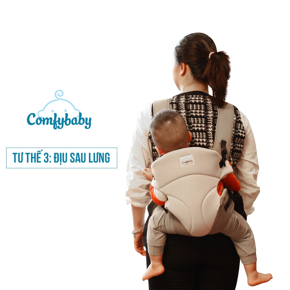 Địu em bé 3 tư thế có đỡ cổ sơ sinh - THOÁNG KHÍ-CHỐNG GÙ cho bé ComfyBaby CF-BK010 hàng chính hãng - bảo hành 12 tháng
