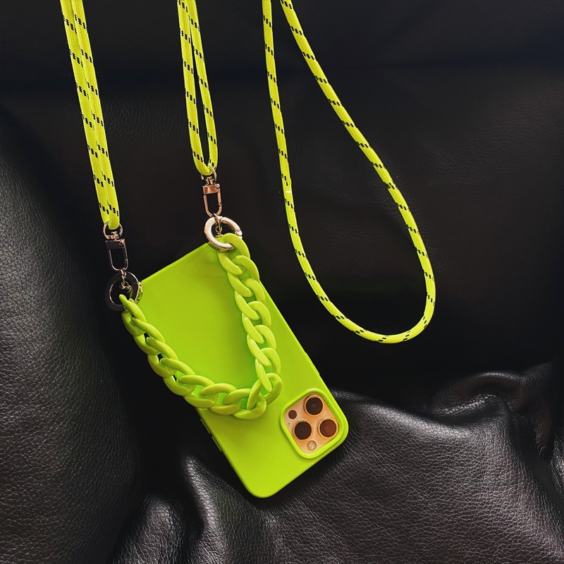 Ốp Điện Thoại Màu Trơn Có Dây Đeo Chéo Cho Iphone 11 12 13 Pro Max 13 MiNi 11 XR X XS Max 7 8 Plus