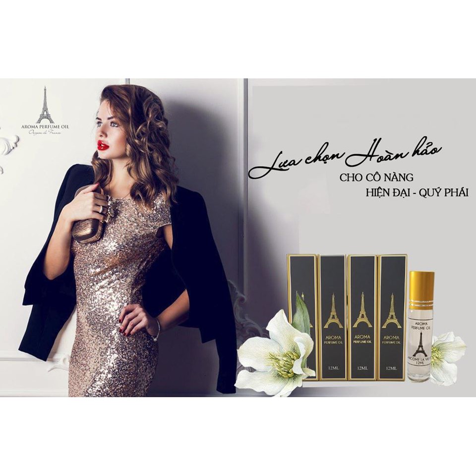 Tinh dầu nước hoa Pháp Aroma, dạng lăn mini 12ml, gồm 18 mùi nuoc hoa nam nu ( For woman and Man )Chính hãng. | Thế Giới Skin Care
