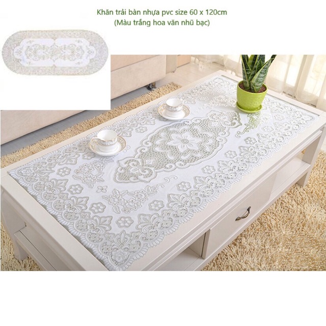 Khăn trải bàn nhựa 60 x 120cm màu trắng