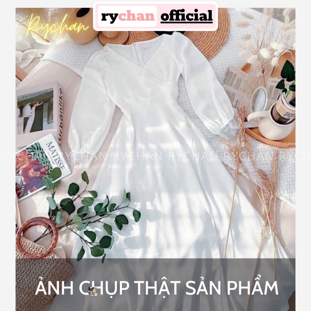 Đầm Xòe Trắng Đi Tiệc Chụp Ngoại Cảnh Tiểu Thư Tay Dài Vintage - DX0139