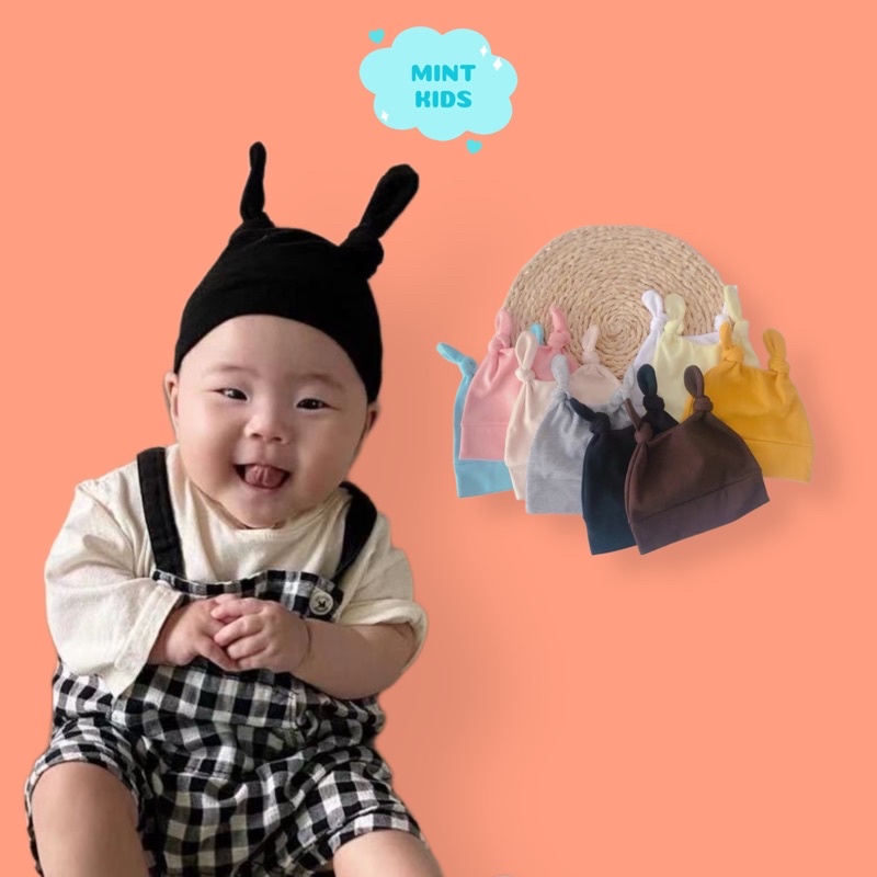 Mũ cho bé 0-12m phong cách Hàn Quốc, cotton mềm mại
