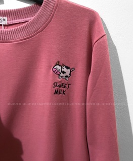 (ẢNH THẬT) ÁO SWEATER BÒ SỮA NỈ DA CÁ