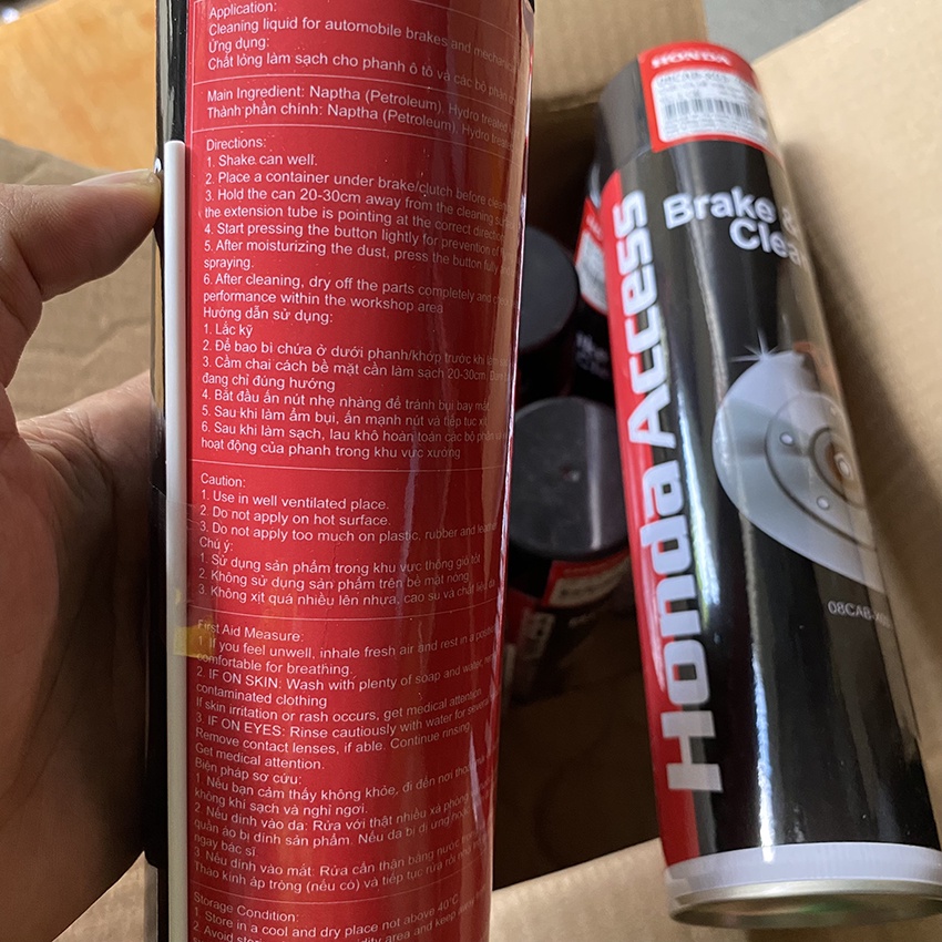 Chai vệ sinh đĩa phanh, má phanh, vệ sinh thắng ô tô, xe máy Honda chính hãng 620ml: tẩy rửa dầu nhớt bề mặt kim loại