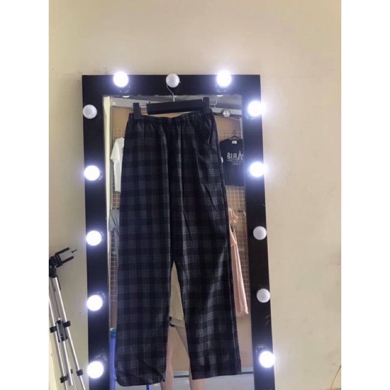 Quần caro Plaid Pant ống rộng Unisex Nam nữ - Quần kẻ sọc cạp chun ống suông