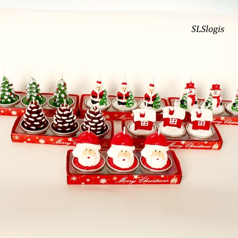 Set 3 Nến Hình Ngôi Nhà Ông Già Noel Và Người Tuyết Dùng Để Trang Trí Độc Đáo