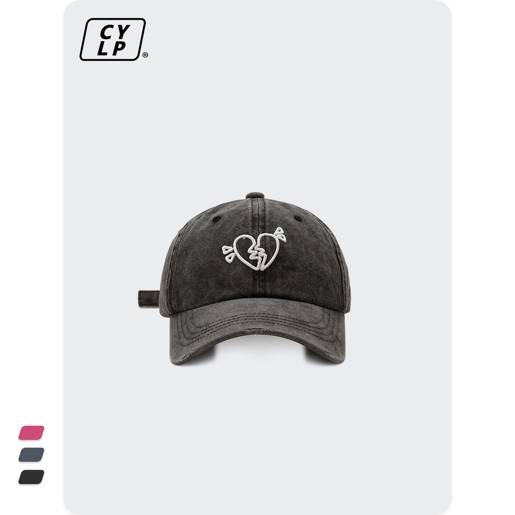 Nón Lưỡi Trai Mềm Thêu Hình Trái Tim Phong Cách Hip Hop Hàn Quốc