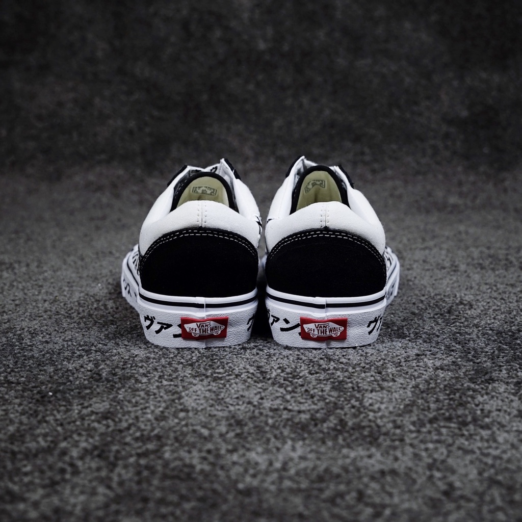 Giày Thể Thao Vans Old Skool Vải Canvas Cổ Thấp Họa Tiết Sọc Caro Trắng Đen Phong Cách Nhật Bản