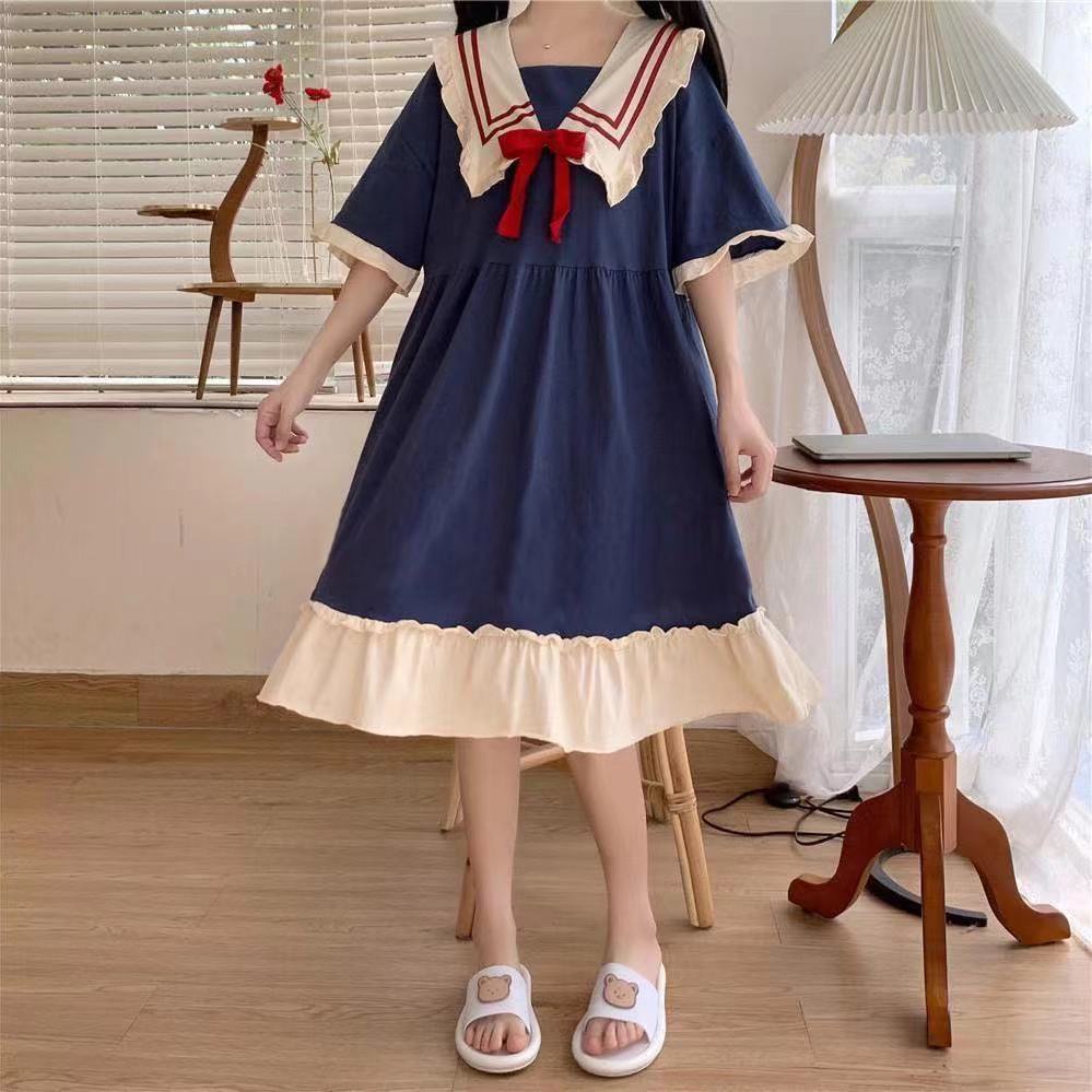 Jiashucheng Đầm Ngủ Dáng Rộng Dài Qua Gối Phong Cách Mới Mùa Hè Cho Phụ Nữ Mang Thai