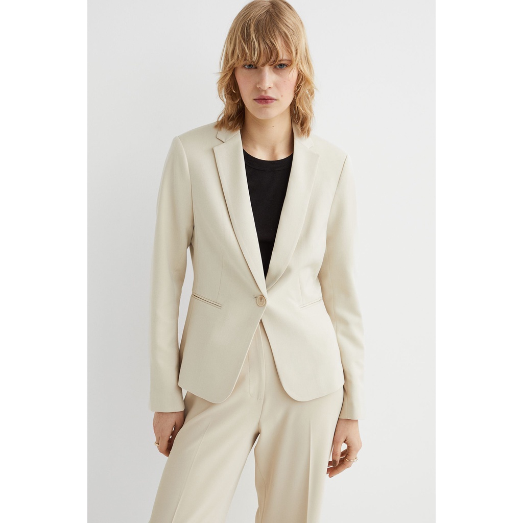H&M Đức - Blazer tay áo đính nút màu trắng kem hai túi sale auth cao cấp chính hãng có sẵn 0988242011