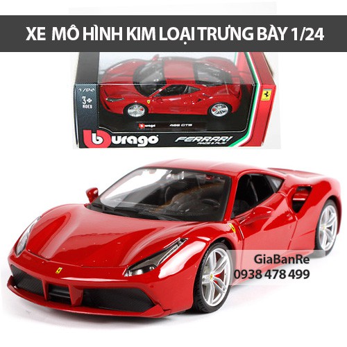 Xe Mô Hình Kim Loại Ferrari F488 GTB - Đỏ - Tỉ Lệ 1:24 - Bburago - 8163