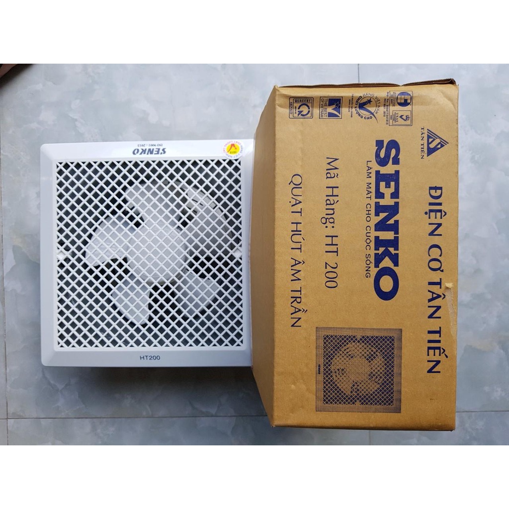 Quạt hút âm trần Senko HT200 công suất 35W hút 1 chiều, kích thước khoét lỗ 25cm - Hàng chính hãng