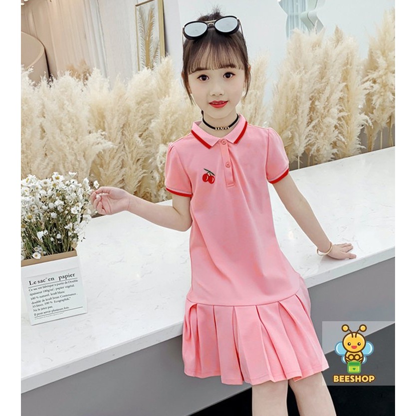 Váy cotton cho bé gái Đầm xòe trẻ em chất liệu co dãn full size Beeshop H21009