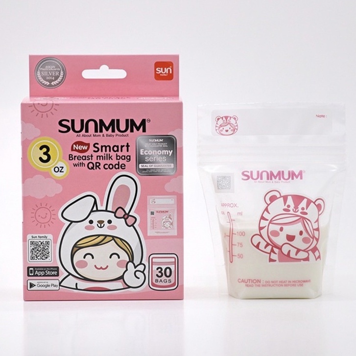 Hộp 30 túi trữ sữa sunmum 100ml(Mẫu mới)