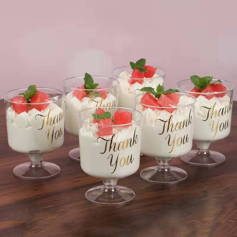 Set 10 Cốc Nhựa Đựng Bánh Tráng Miệng Dùng Một Lần Kèm Muỗng