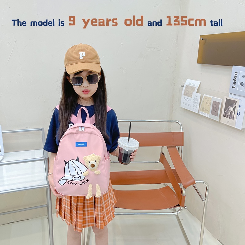 Ba Lô Đi Học Bằng Nylon Nhẹ In Họa Tiết Gấu Hoạt Hình Dễ Thương Thời Trang Cho Bé Mẫu Giáo Từ 3-10 Tuổi