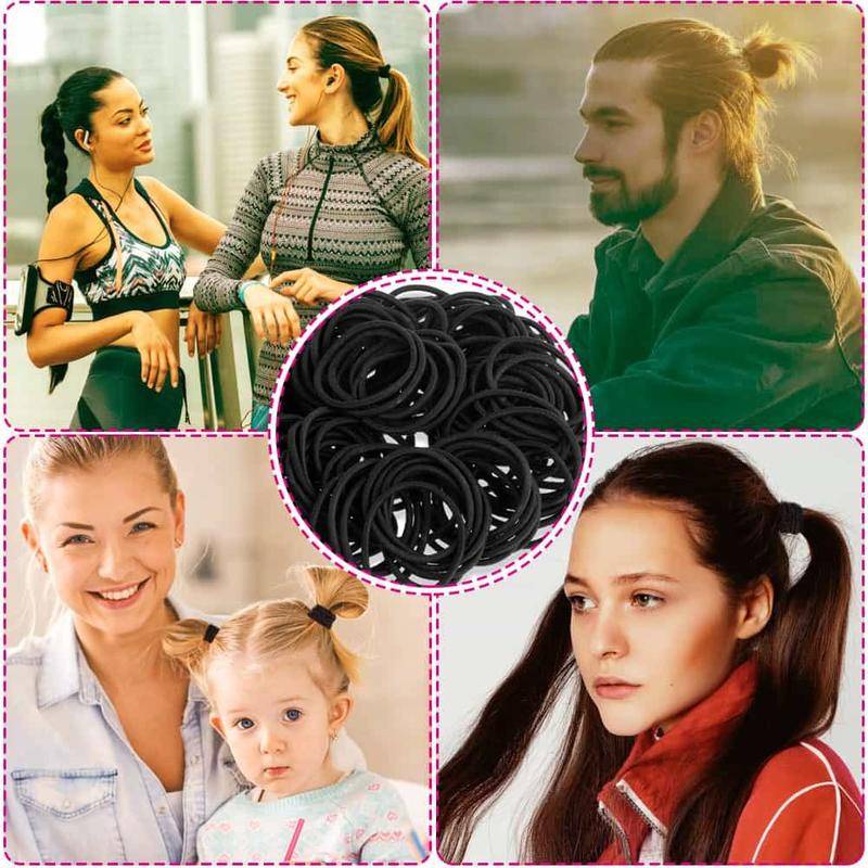 Set 20 / 50 Dây Thun Buộc Tóc Màu Đen Dành Cho Nam Nữ