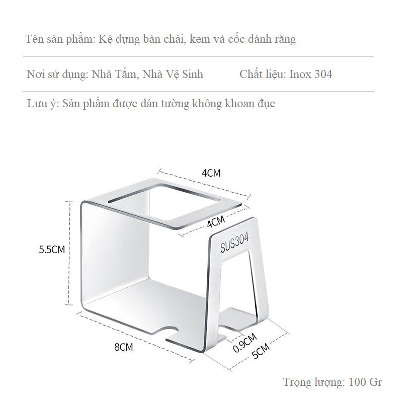 Kệ Để Bàn Chải Đánh Răng, treo máy cạo râu Dán Tường 3 Rãnh kèm Treo Ly Xúc Miệng Inox 304 Latimax