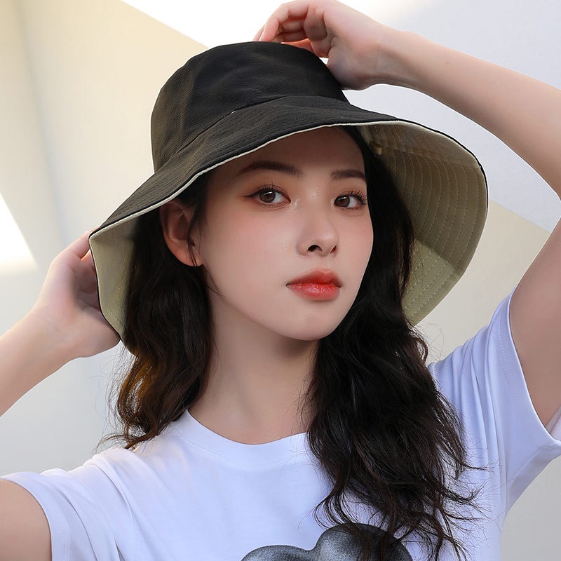 Nón Bucket Vành Rộng Che Nắng Hai Mặt Thời Trang Cho Nữ