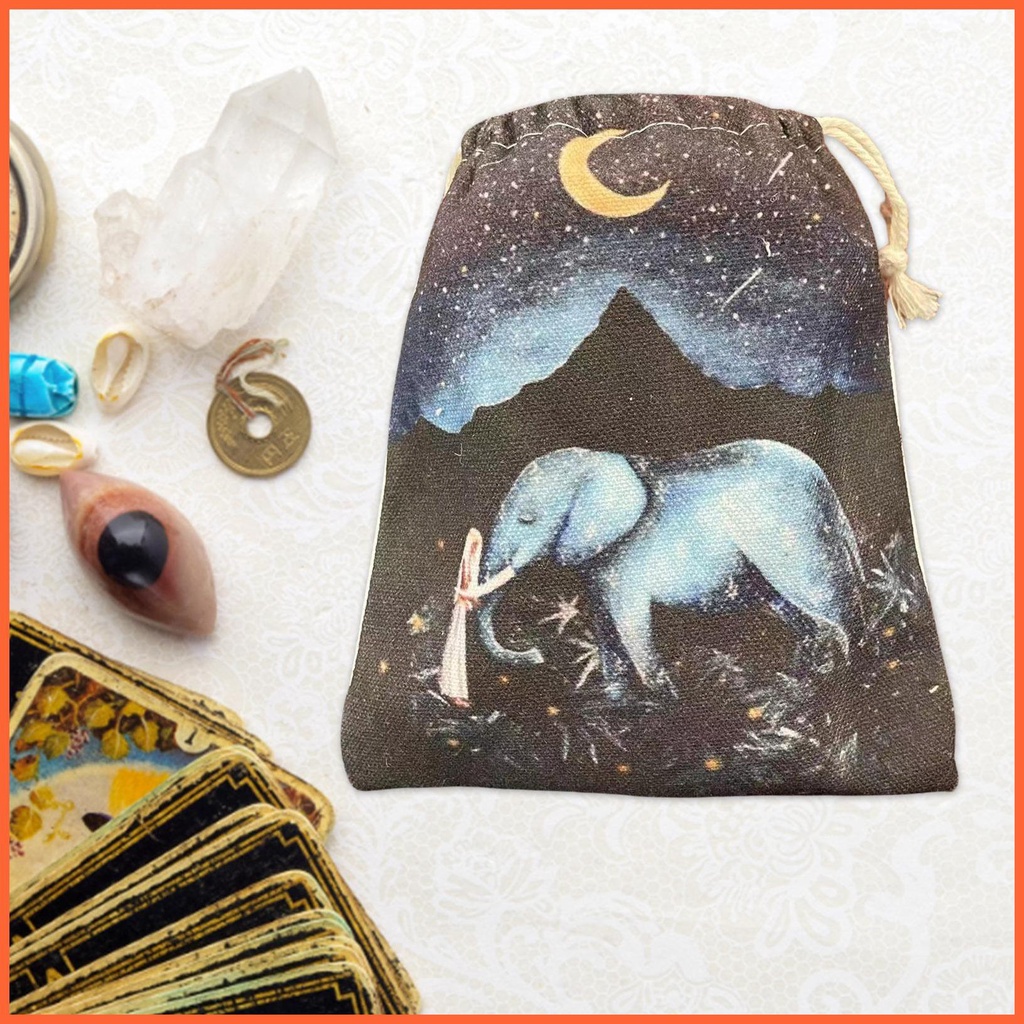Túi Dây Rút Đựng Bài Tarot Hình Voi Và Mặt Trăng