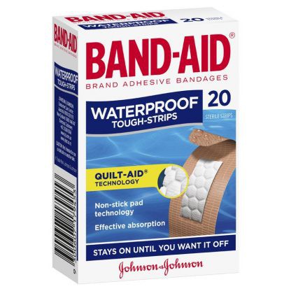 Băng keo cá nhân BAND-AID bền, chống thấm nước 20 miếng - Waterproof Tough Strips