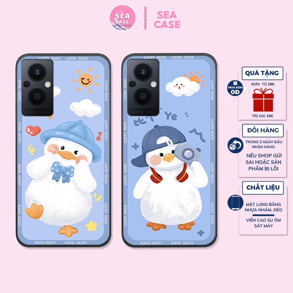 Ốp lưng Oppo Reno 7 5G/ Reno 7Z 5G chú vịt đáng yêu, lucky duck, ốp cặp đôi dễ thương