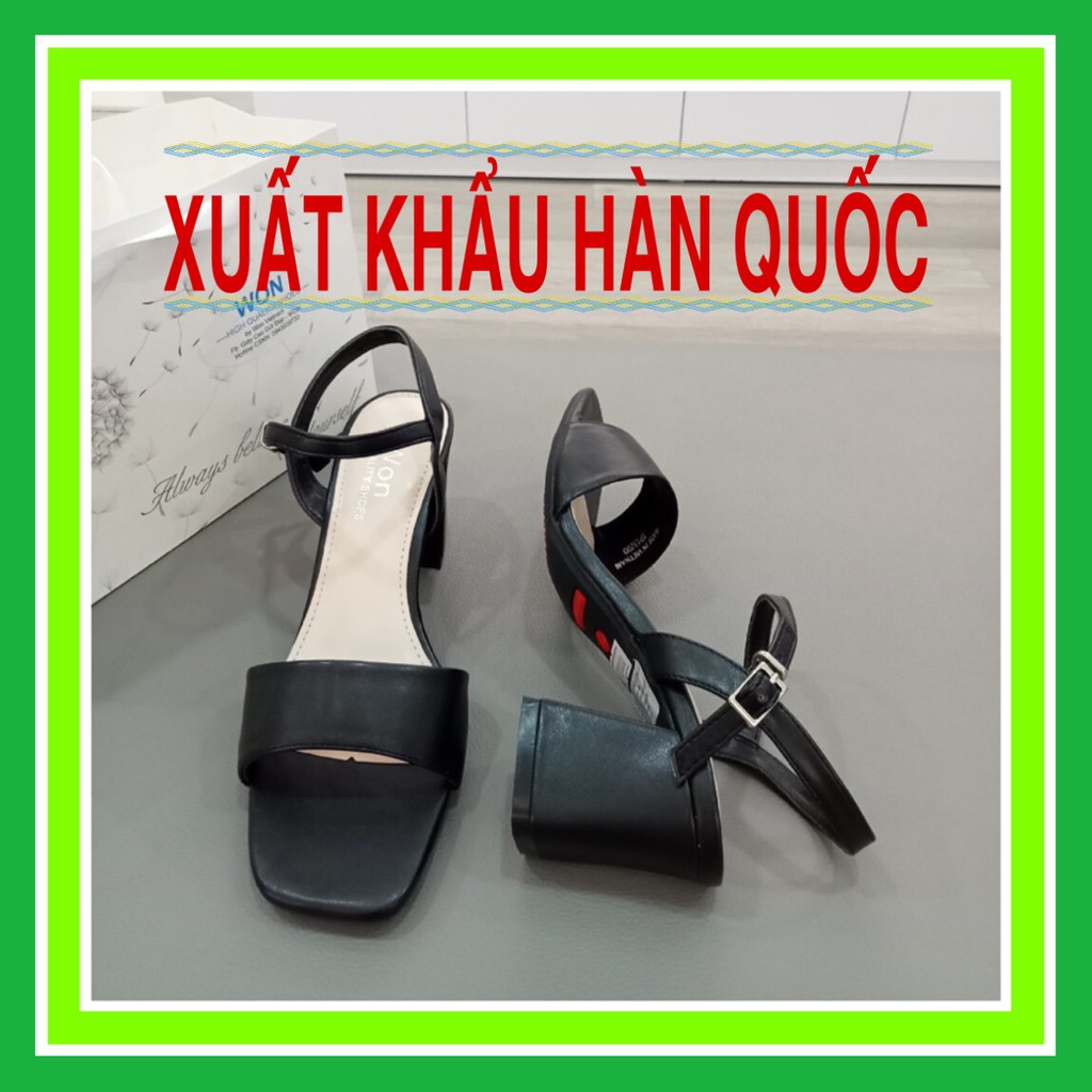 GIÀY SANDAL NỮ XUẤT KHẨU HÀN QUỐC CAO CẤP –MÀU ĐEN 5CM - THƯƠNG HIỆU WON - ĐI CỰC ÊM MỀM