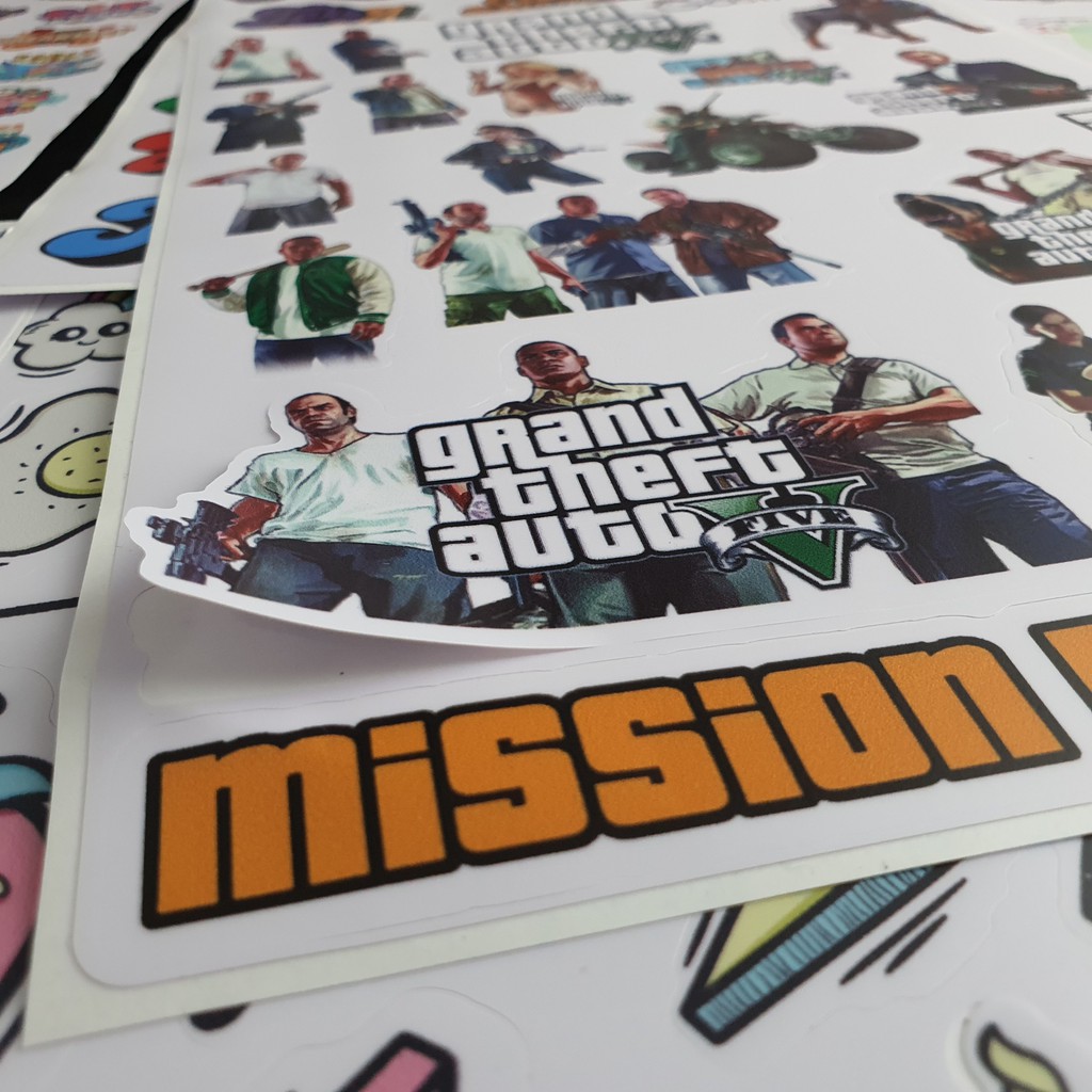 BỘ STICKER GTA GAME - DL-F01 - DÁN TRANG TRÍ NÓN BẢO HIỂM, LAPTOP, VALI, XE - CHỐNG THẤM NƯỚC